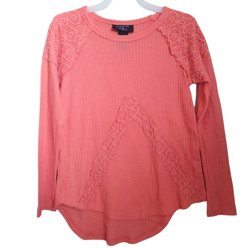 It's Our Time Girl's Top with Lace. Sz. M